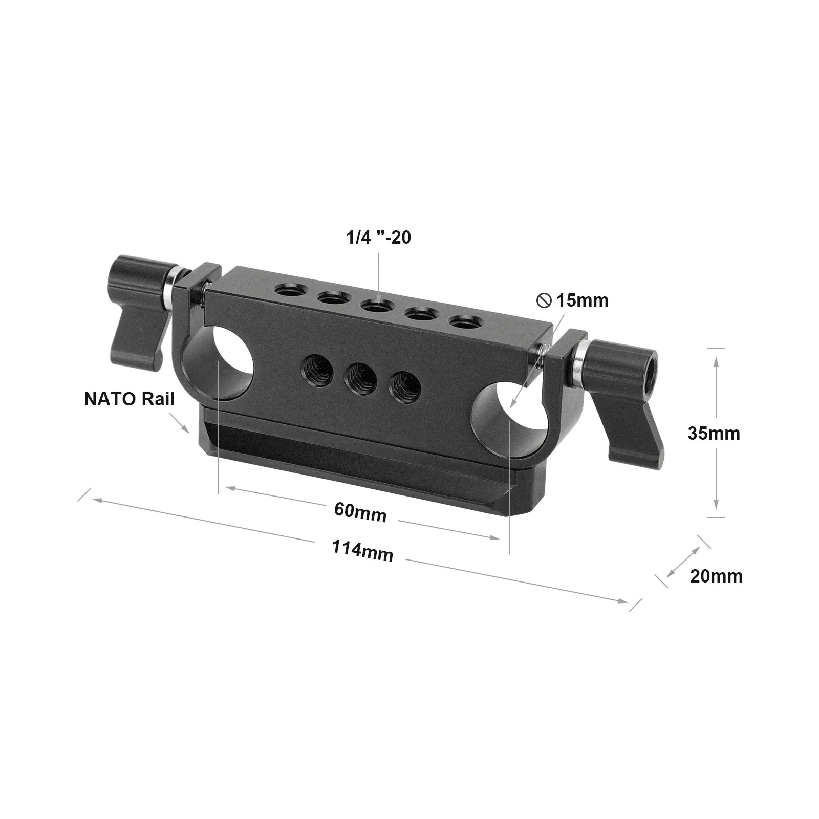 

SZRIG 15mm Dual Rod Clamp With QR NATO Safety Rail 70mm 100mm 1/4 Expansion Hole For Dslr Photo Studio Accessory Universal