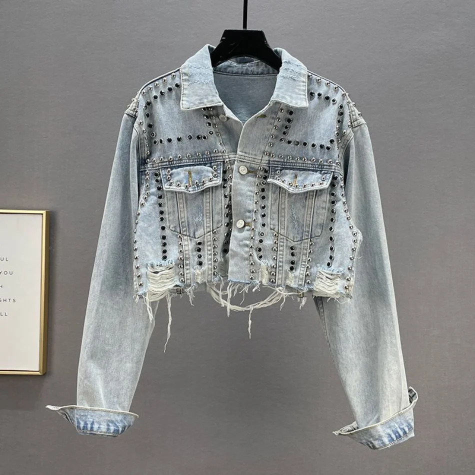 Womens Denim Jacket 2024 Spring Summer New In Heavy Industry