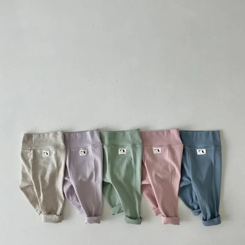 New Spring Autumn Baby Boy Girl Pajamas Solid Color Round Collar Long Sleeve Top+Soft Pants Newborn Home Wear Nightgown E22773