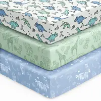 Lot de 3 draps de lit bio pour bébés garçons et filles, drap de matelas neutre respirant en jersey pour lit de bébé, matelas pour tout-petit, doux 5