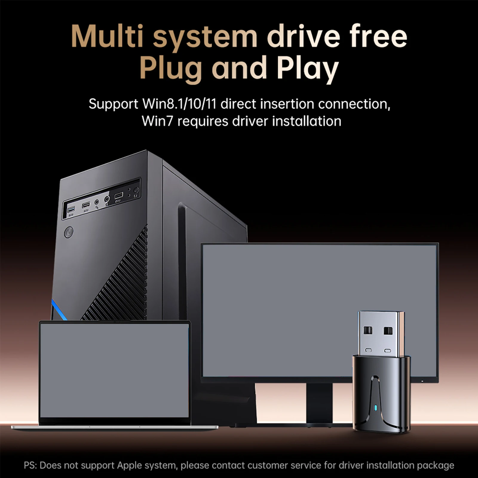 USB 블루투스 5.3 어댑터 블루투스 수신기 동글 무선 컴퓨터 어댑터 플러그 앤 플레이 마우스용 BT 수신기 및 송신기