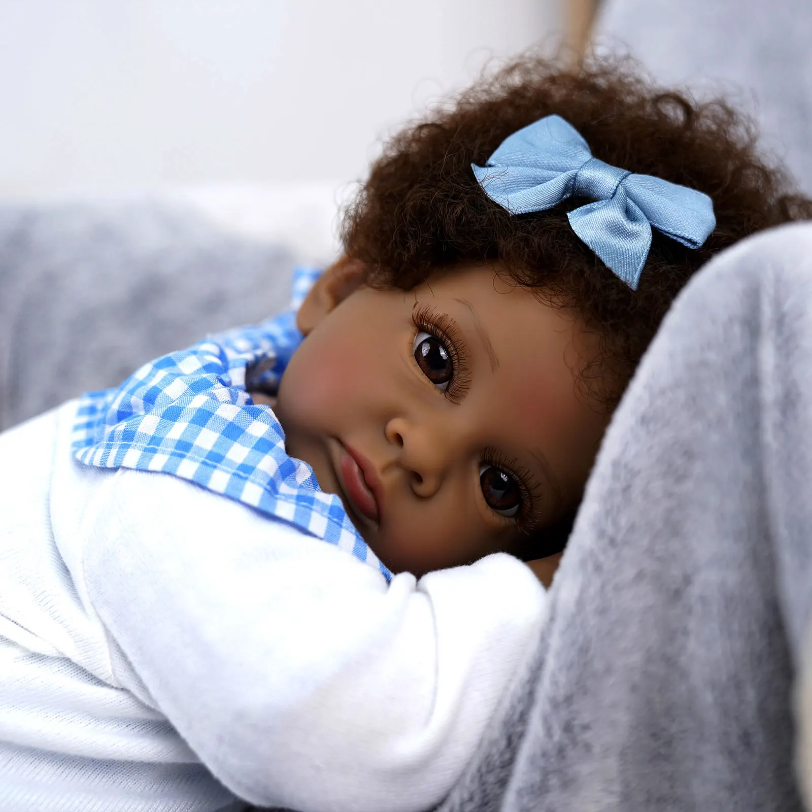 ADFO 50cm Black Bebe Reborn Dolls Tutti Brown Skin Realistic Baby Lifelike  Newborn Toys Baby Brown