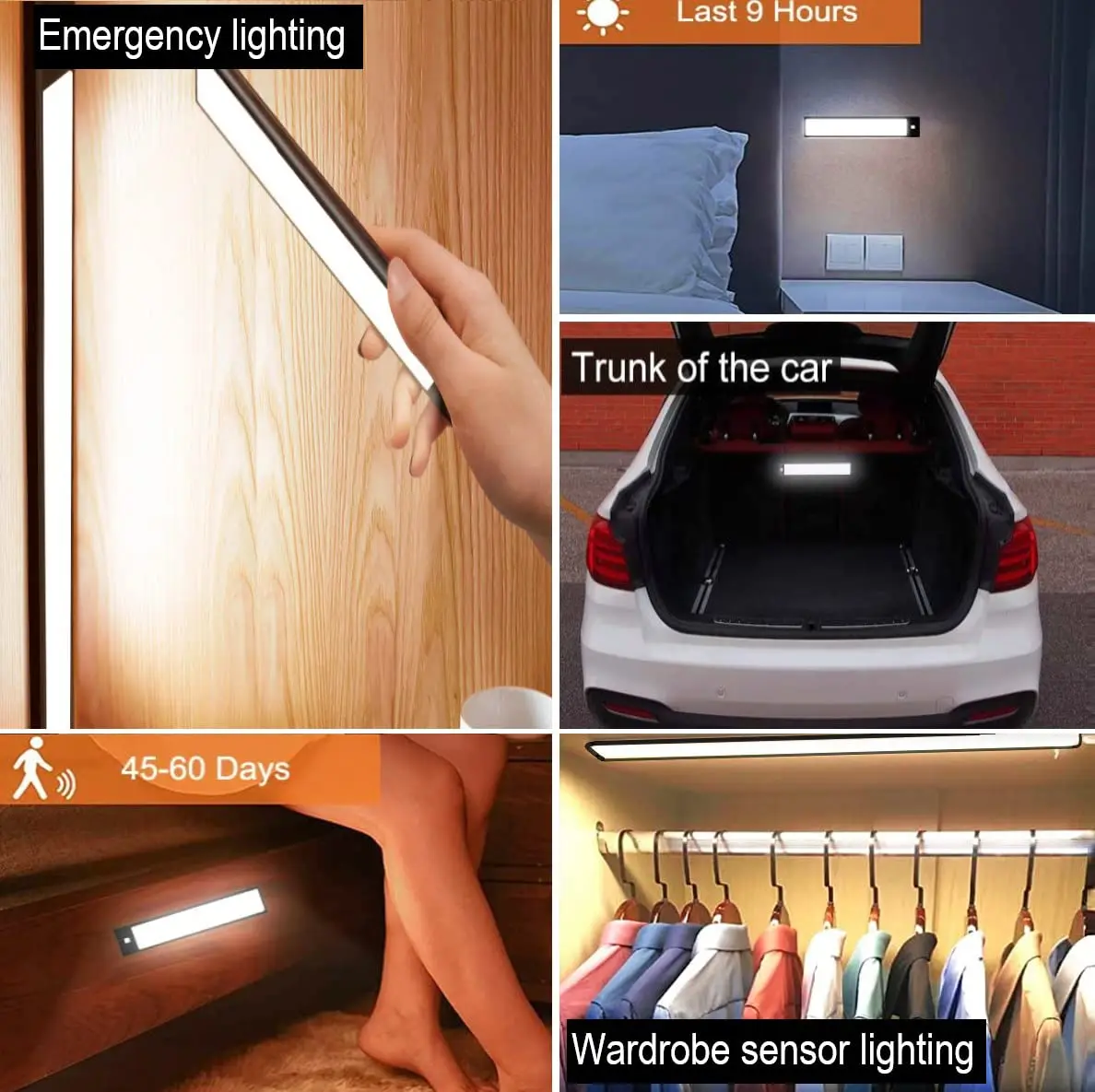 LED Night Light Motion Sensor Cabinet Light Rechargeable Lamp Cabinet Wardrobe Lamp Under Backlight For Kitchen Stairs Hallway