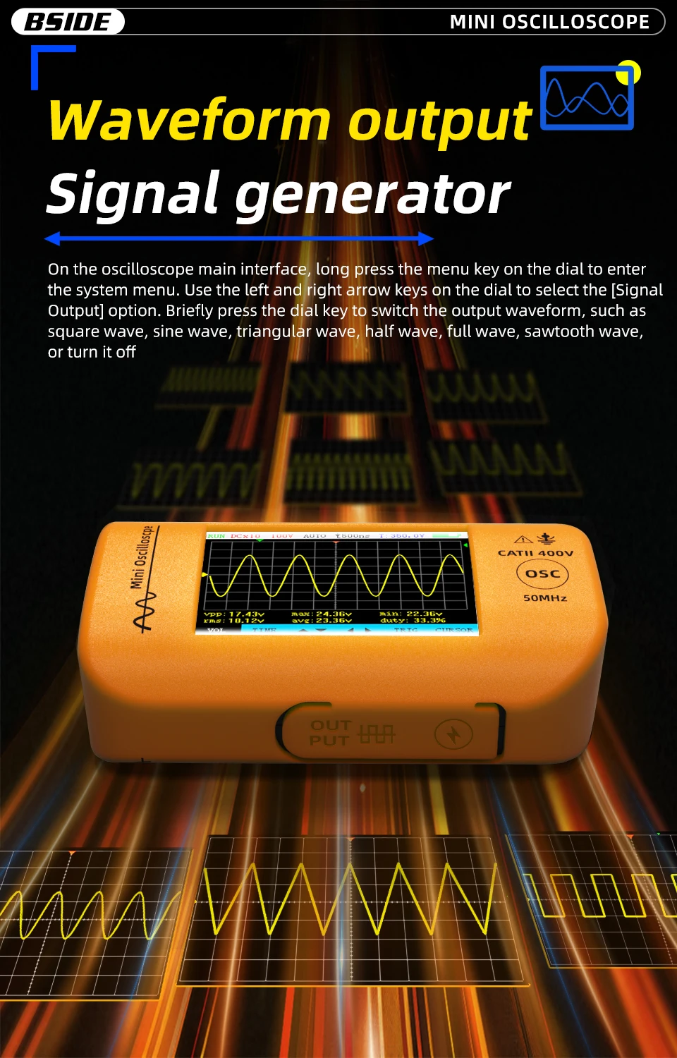Mini Oscilloscope Portable OT2/OT4 Signal Generator Sampling Rate Electronics Re