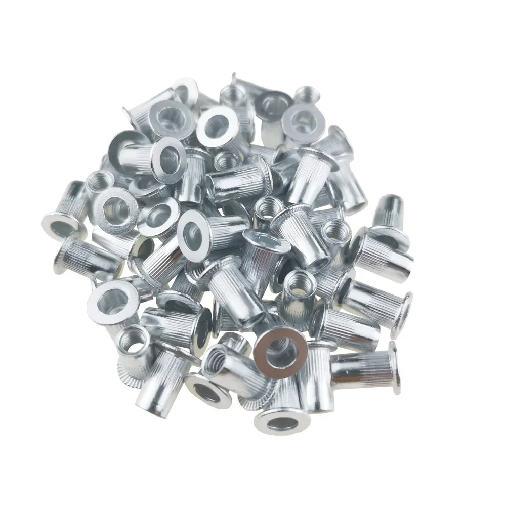 ALLSOME 300Pcs Aluminum Alloy Rivet Nut Flat Head Threaded Rivet Insert Nut Insert Reveting M3 M4 M5 M6 M8 M10 M12 HT2773
