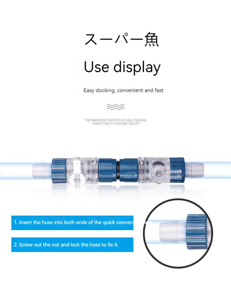 Aquarium Water Filter Aquarium Filter Water Valve Hose 12/16mm Flow Control Double Tap Quick Release Connector Fish Tank Filter Replace Accessories
