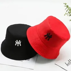 Unisex Embroidered Two-Sided Bucket Hat - Stylish Outdoor Sunscreen Cap (Black red)