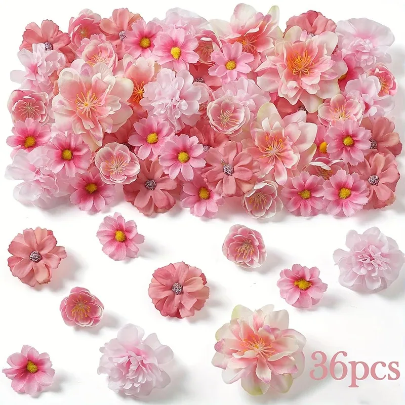36 Teile/beutel Seidenblumenköpfe Gefälschte Rose Gänseblümchen für Heimdekoration Hochzeit Dekor Girlande Liefert Künstliche Handwerk Blumenkranz