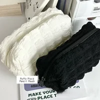 1PC Cosmetic Bag Makeup Pouch Solid Color Pencil Case Creative Pillow Bag School Supplies Stationery Box Cosmetic Organizer 1