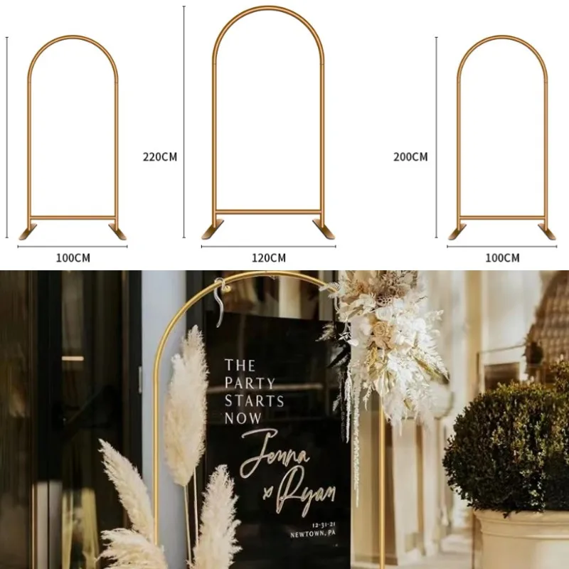 

Luxury Birthday Baptism Arch Backdrop Stand Flower Welcome Sign Display Rack Arche De Mariage En metal For Wedding Decoration