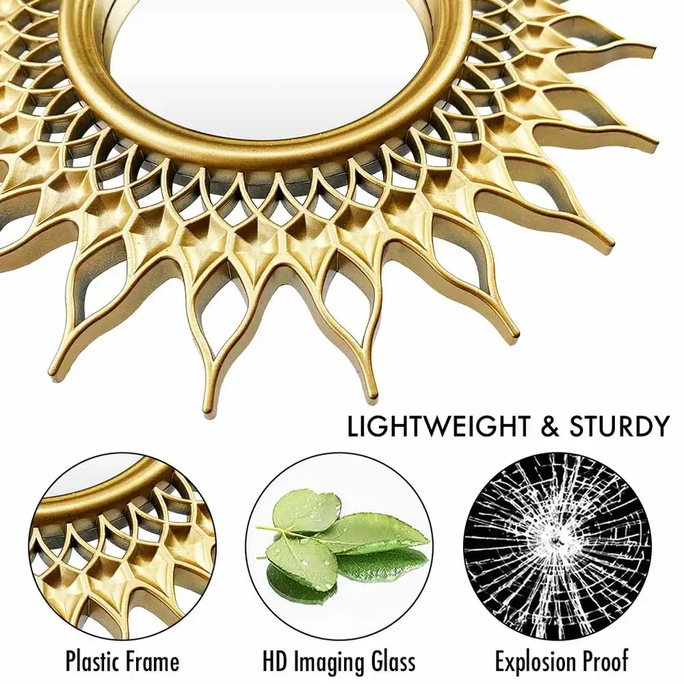 Specchi da Parete Rotondi Sunburst per Soggiorno,31.5IN Grande Specchio Rotondo Oro Decorativo Montabile a Parete Shabby Chic Home Decor Specchi da Parete per Corridoio,Miglior Regalo per la Madre,80c