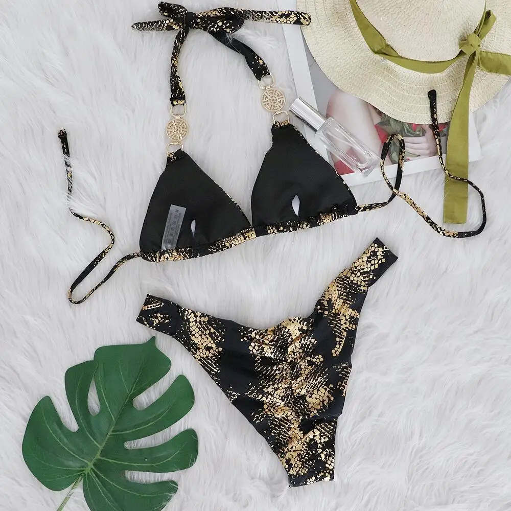 Diamond Printed Halter Scrunch Butt Bikini 2024 Women Swimwear Female Swimsuit Two-pieces Bikini set Bather Bathing Suit Swim