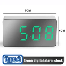  LED Mirror Table Clock Digital Alarm Snooze Display Time Night Light  Desktop USB Alarm Clock Home Decor Gifts for Children 