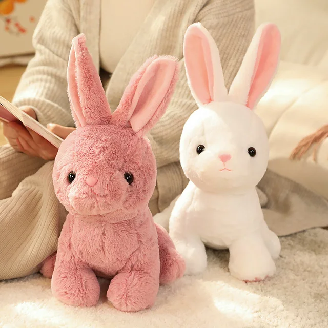 Little White Rabbit Plush Toy Doll Pillow Children Baby Soothing Hand Puppet Kawaii Room Decoration Fabric Comfortable Soft Gift 5