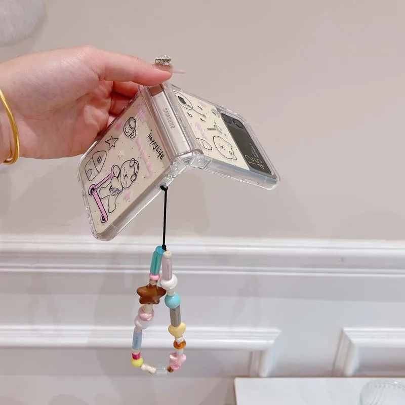 Cartoon Bear Skate Wrist Strap Anti Knock Back Case for Flip6 Flip5 Flip4 Flip3 Phone Case for Samsung Galaxy Flip 6 5 4 3 Capa_voghion.com