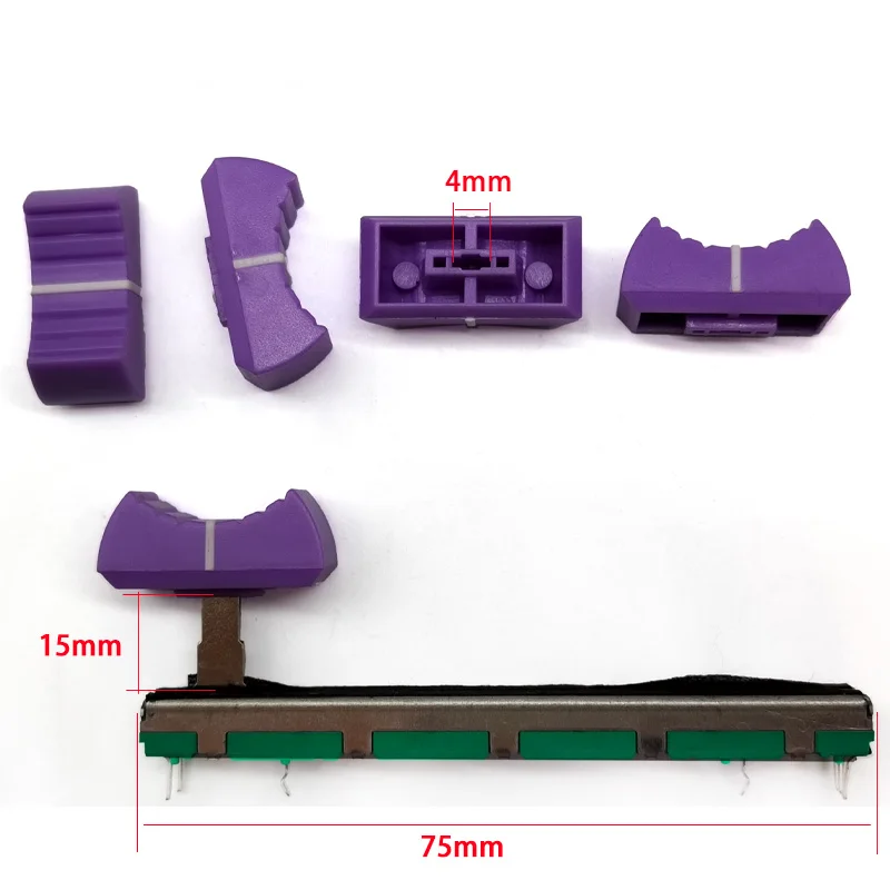 2Pcs Pioneer Potenziometro Scorrevole Push Rod B10K Pioneer Djm 400 500 600 Mixer Volume Push Rod Cappello Viola