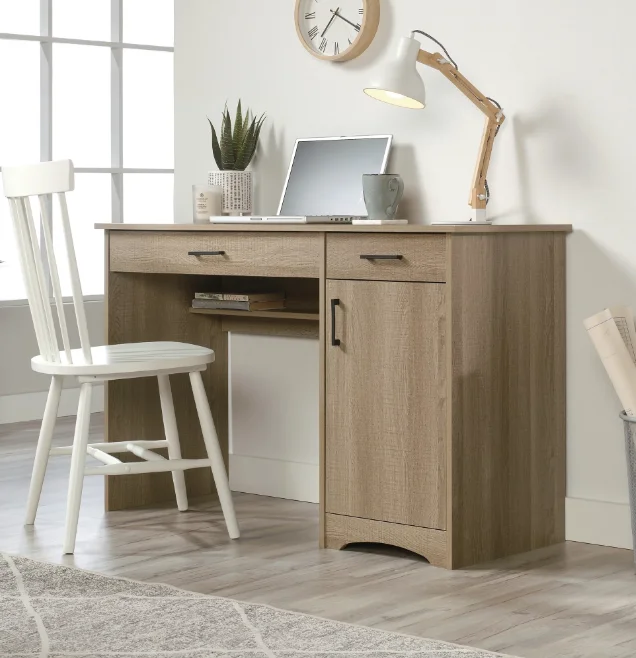 

Sauder Beginnings 2-Drawer Computer Desk with Side Cabinet Summer Oak Finish