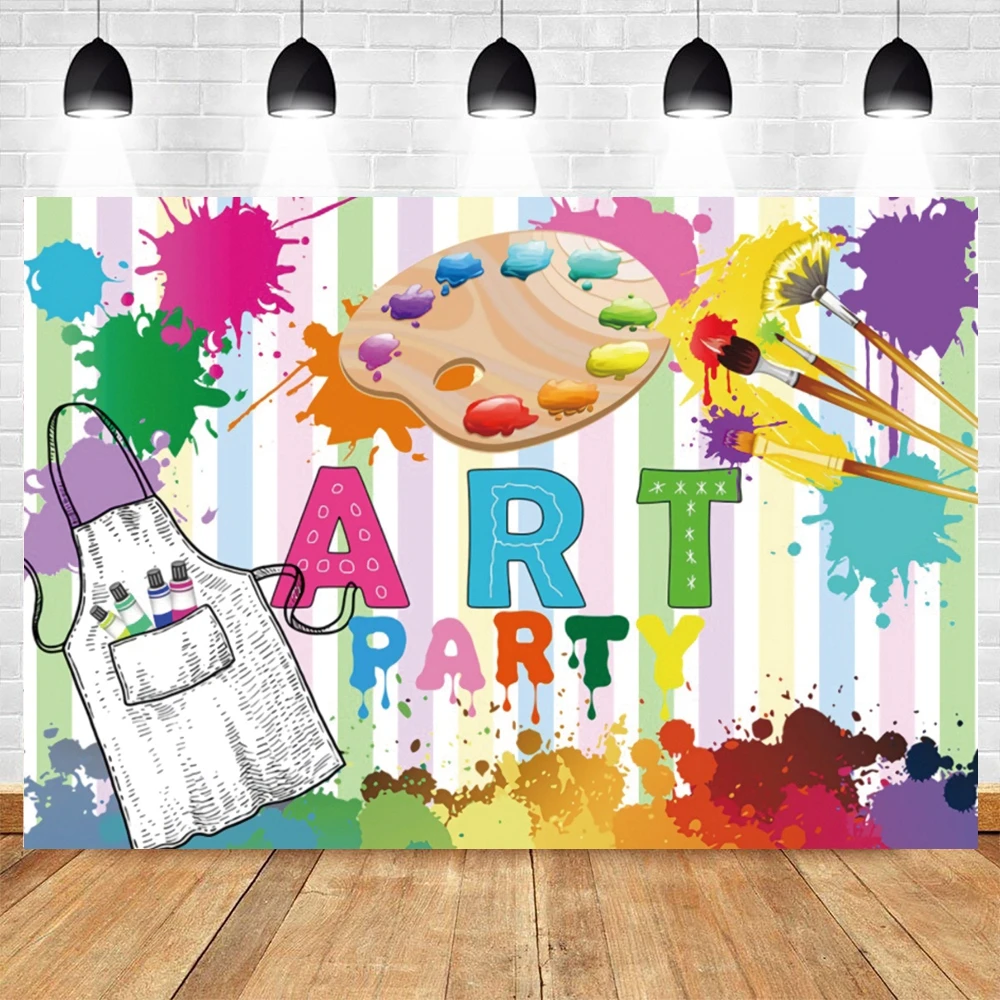 Let's Paint Theme Slime Party Photography Backdrop Watercolor Graffiti Kid Artist Birthday Party Art Painting Photo Backgrounds