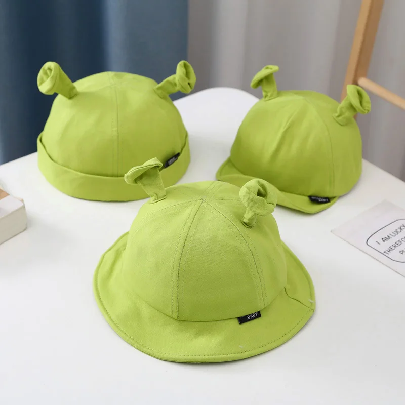 Cartoon Baby Baseball Cap Green Funny Kids Bucket Hat With Ears Spring Summer Toddler Boys Girls Fisherman Hats Beanie baseball cap baby hat kids bucket hat kids sun hat