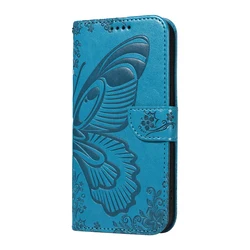 Embossed Butterfly Magnetic Leather Flip Wallet Phone Case with Stand for Honor 600 Lite (FWD - BL)