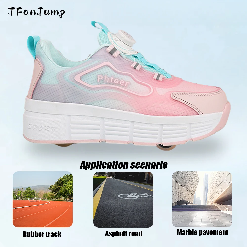 Adult 2-Wheels Detachable Speed Inline Roller Skates Shoes Wheeled Racing Sneakers Men Women