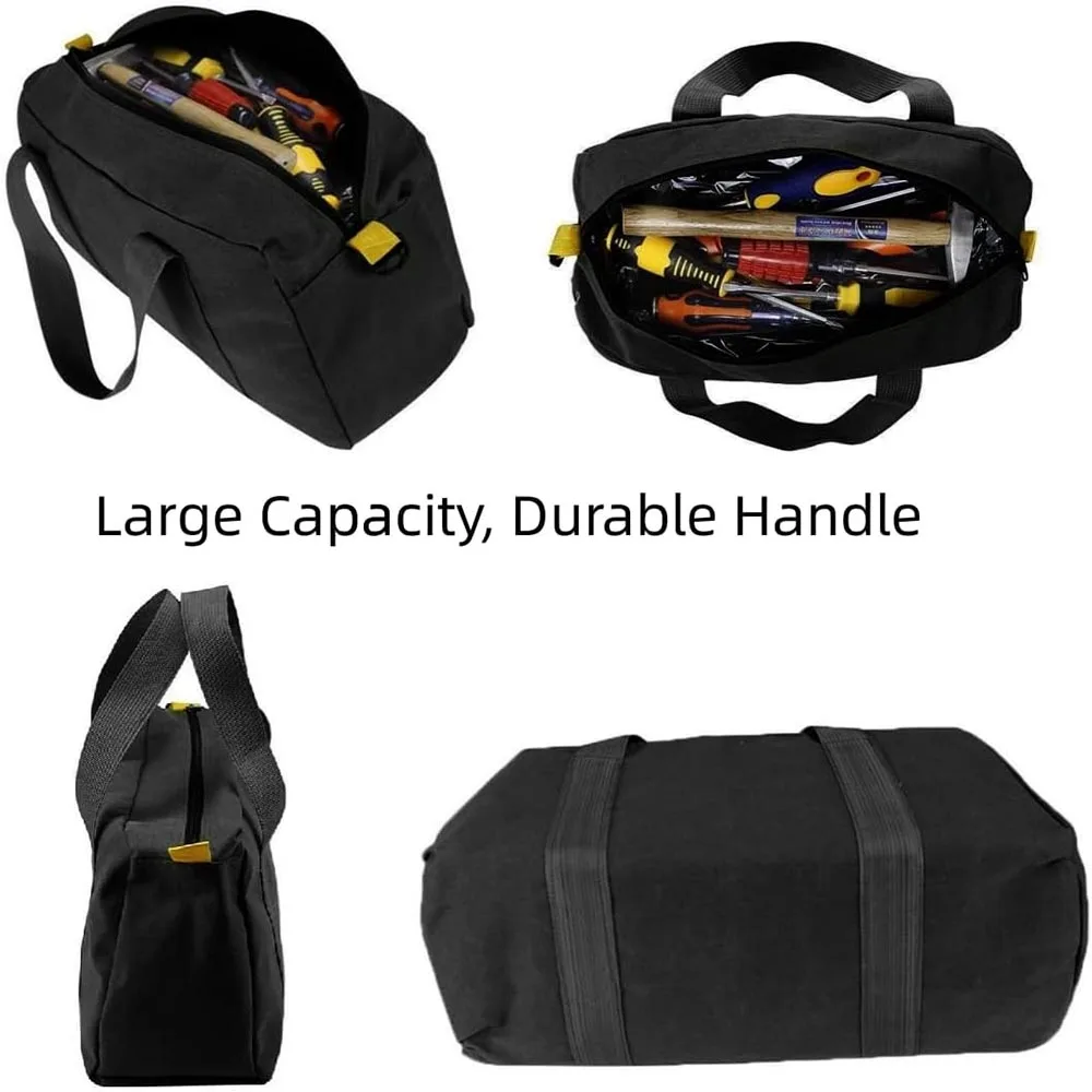 12 Inch Wide Mouth Tool Bag Canvas Tool Bag Heavy Duty Storage Bag Power Organizer Pouch Bags for Men storage bag tool holder
