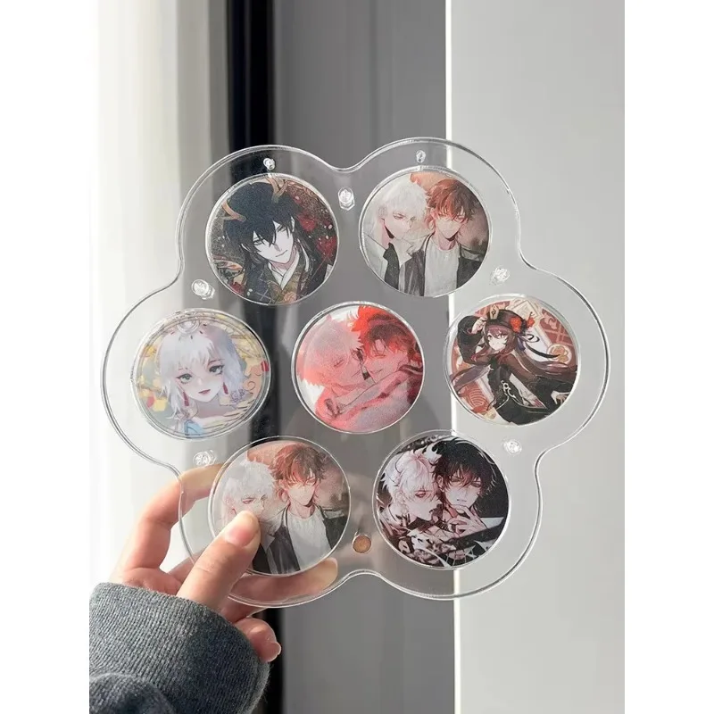 58mm/75mm Hanging Acrylic Badge Display Stand Transparent Desktop Badge Protective Cover Peripheral Stand Storage Box Card Brick
