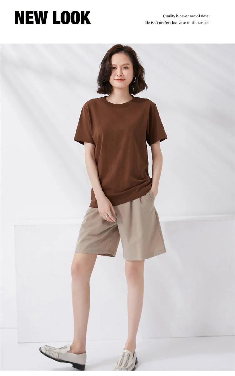 Women T-shirts 2024 Summer Tops Solid Short Sleeve Loose O-neck 100% Cotton Casual Ladies Shirts Harajuku Korean Woman Tshirts