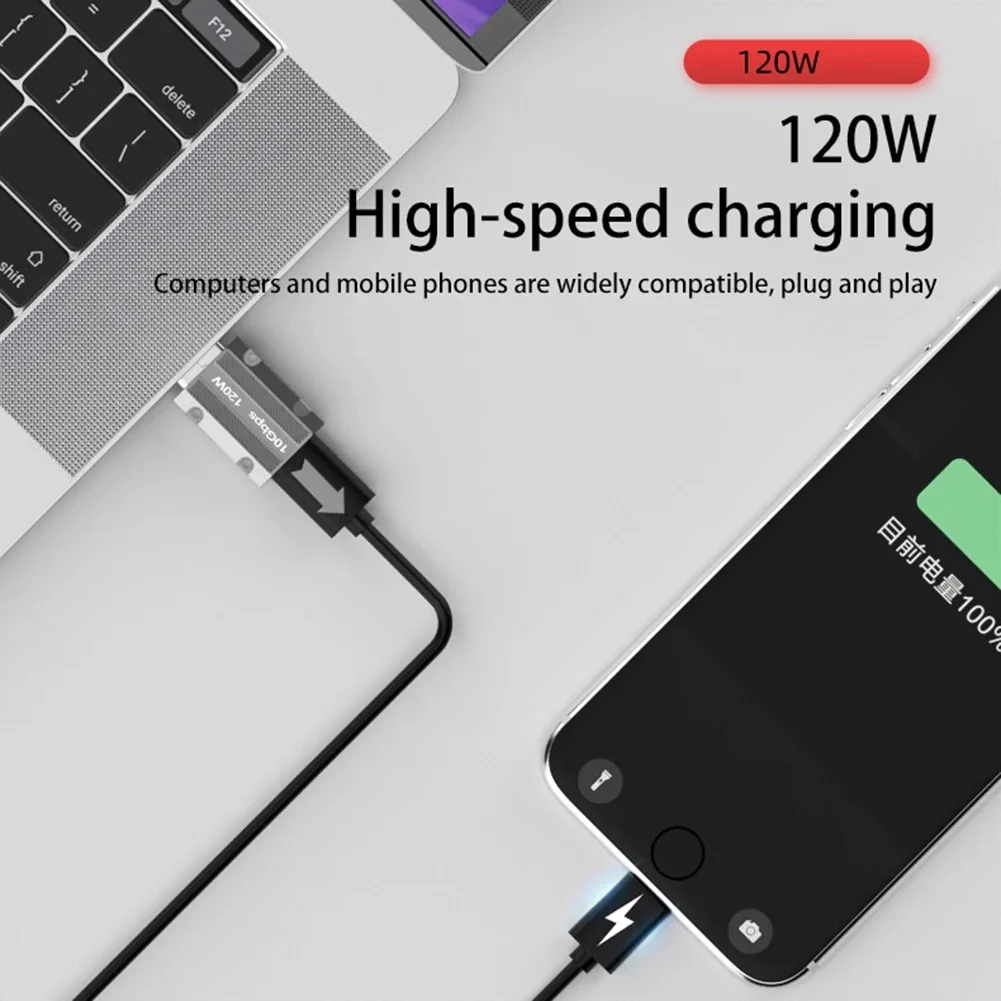 아연 합금 PD 120W USB 3.0 USB C 어댑터, C타입 암-USB 수 고속 충전 컨버터, 10Gbps OTG 데이터 전송 커넥터