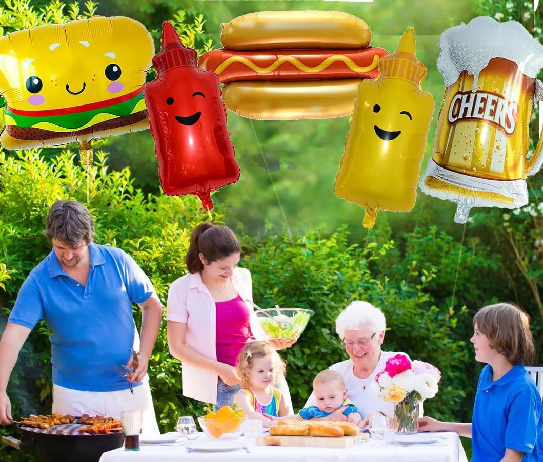 BBQ-Themed Party Balloons - Festive Foil Balloons for Picnics, Cookouts, Birthdays, and Baby Showers