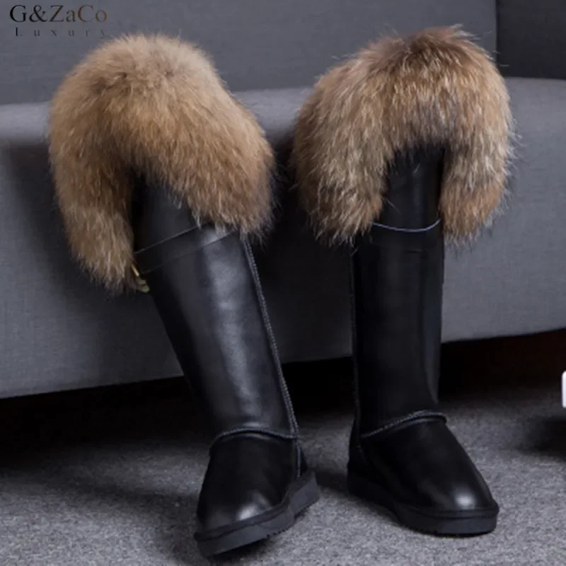 RoseMuse fur attach stretch long boots fur attach stretch long