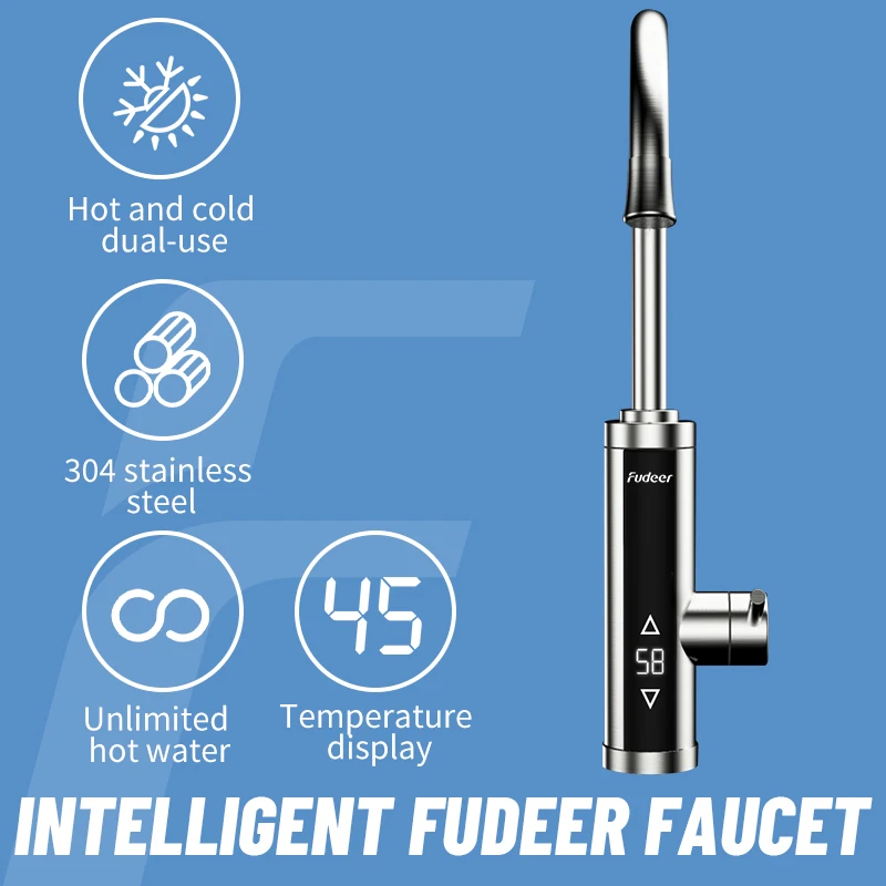 Fudeer Electric Kitchen Water Heater Faucet 220V insant Heating Tap  Tankless Water Heating Geyser With Digital Display XH-505 - AliExpress