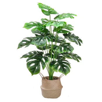 70cm 18 Forks Large Artificial Monstera Plants Fake Palm Tree Plastic Turtle Leaves Green Tall Plants For Home Garden Room Decor