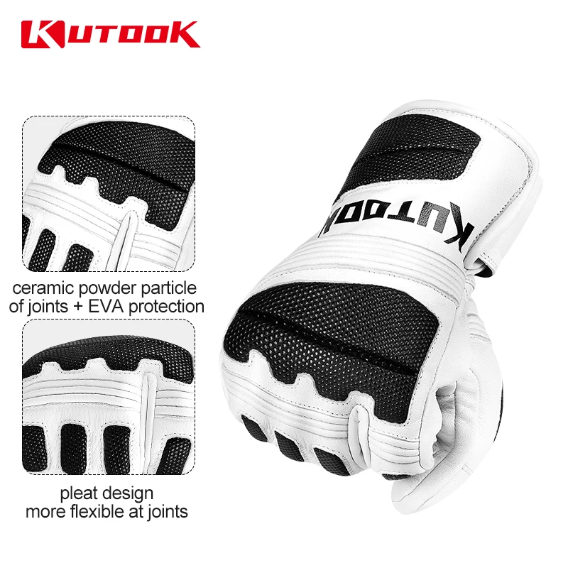 KUTOOK Winter Ski Gloves Goat Skin Thermal Skiing Snow Gloves Snowmobile Mitten Outdoor Snowboard Gloves Waterproof  Accessories 4
