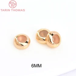 20PCS Gold - Plated Brass Beads with Rubber Accents (5959 - 24K Gold Color)