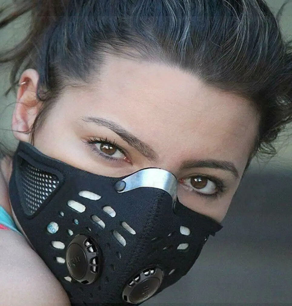 1-teilige Gesichtsmaske mit abnehmbarem Filter, atmungsaktives Webstoffmaterial, geeignet für Radfahren, Laufen, Spazierengehen und Outdoor-Aktivitäten – Detail 1