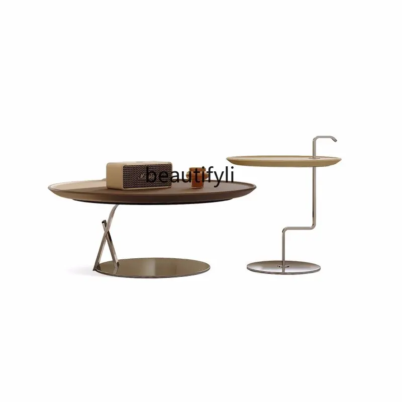 

Итальянский современный простой роскошный кремовый стильный круглый кофейный столик для маленькой квартиры