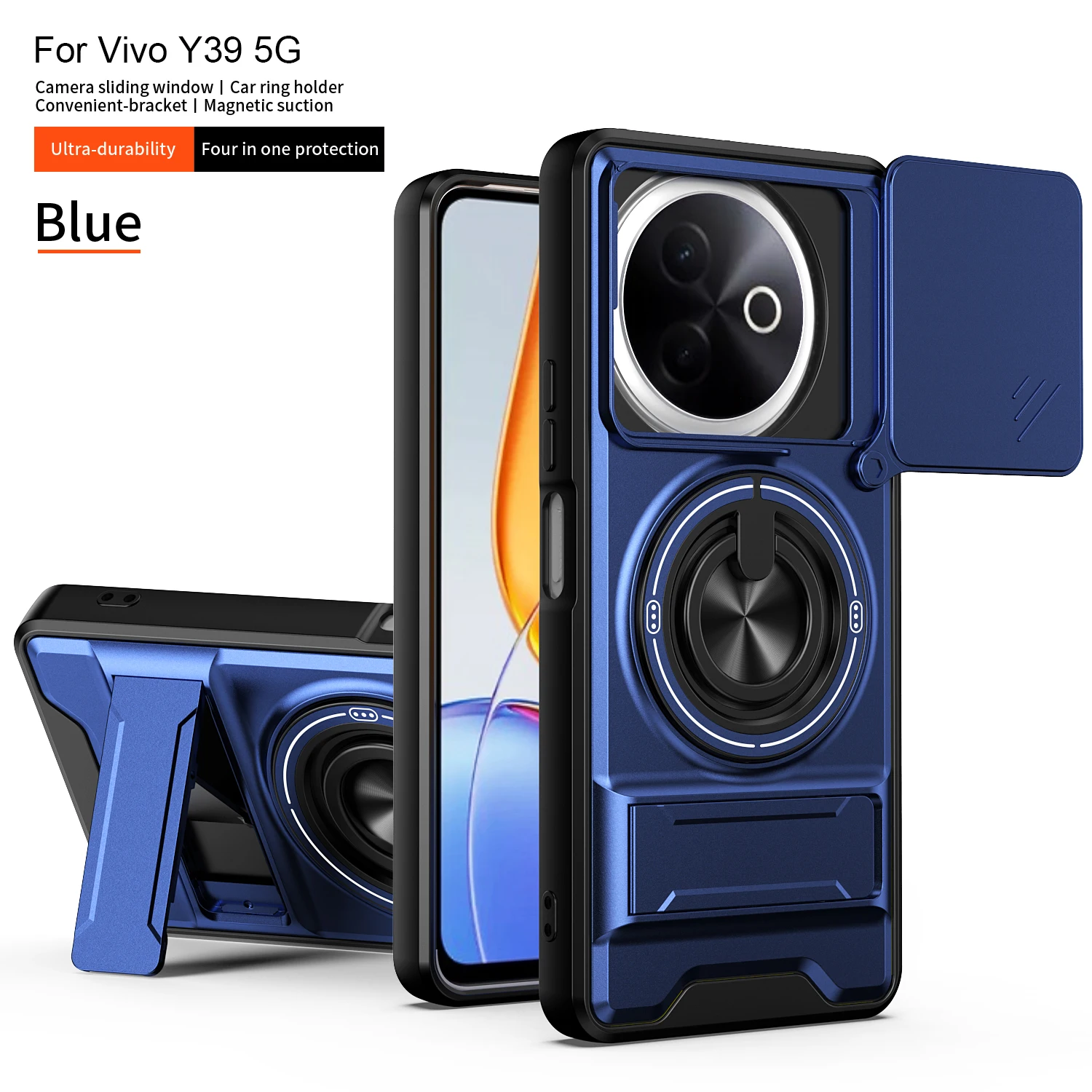 Armored Hard Shell Phone Case with 360° Rotating Magnetic Ring Holder