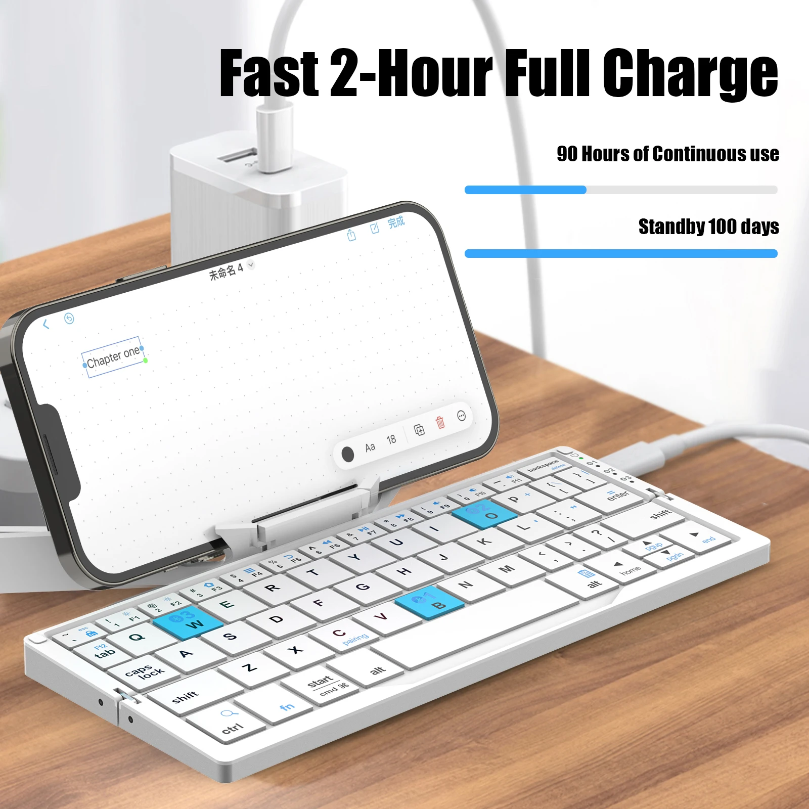Wireless Folding Keyboard for iPads Phones Tablet