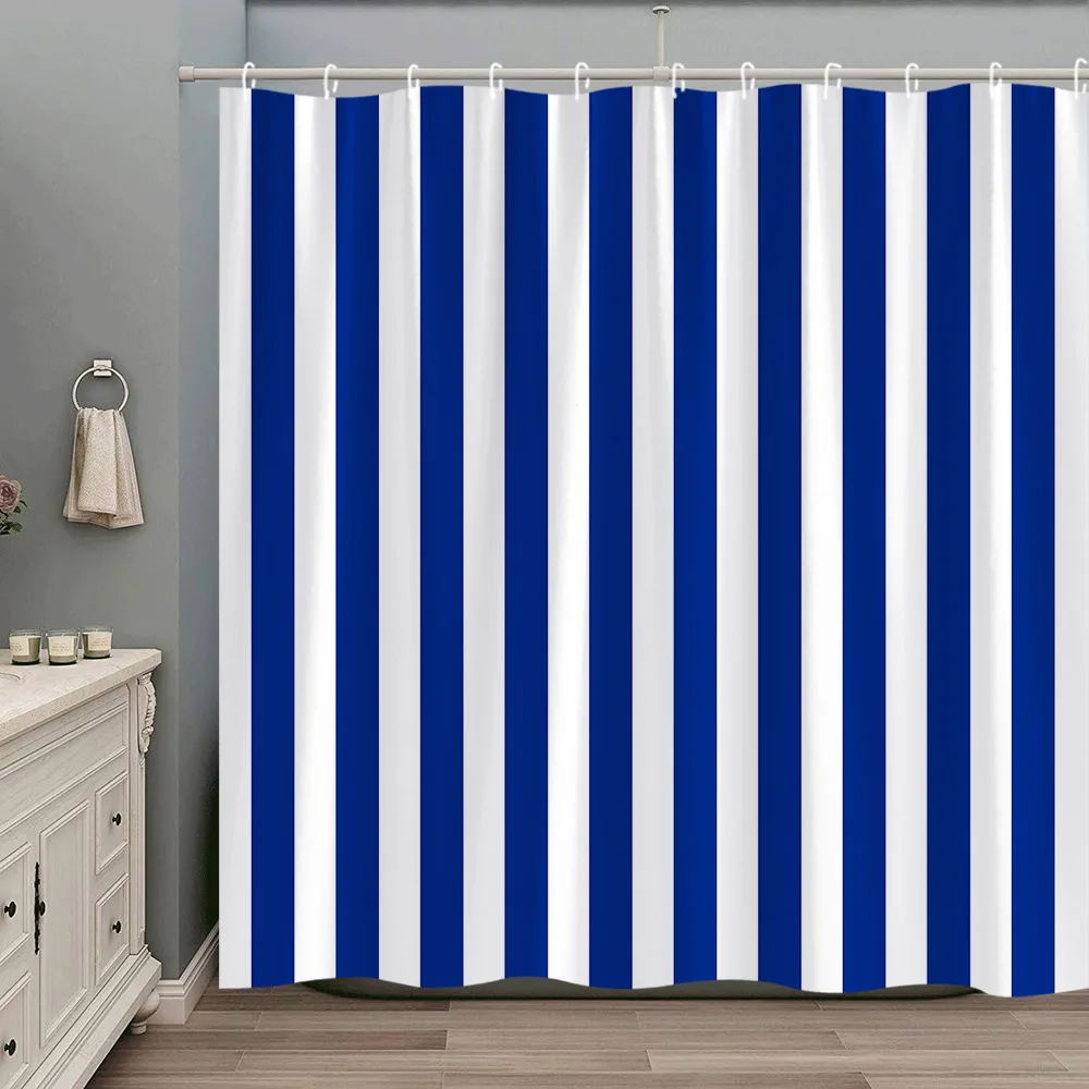 Modern Geometric Shower Curtain, Colorful Stripes Creative Simple Nordic Elegant Polyester Fabric Bathroom Decorative Curtain