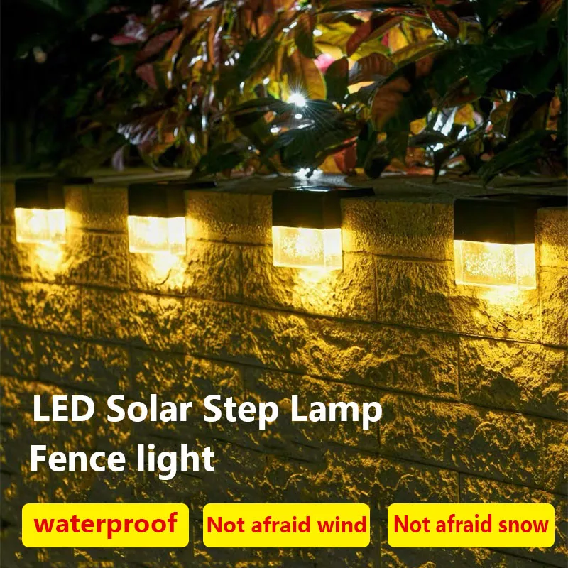 

Solar LED Fence Step Deck Outdoor Garden Stair Yard Pathway Light Decoration Lawn Light Warm Light Waterproof Balcony Decor