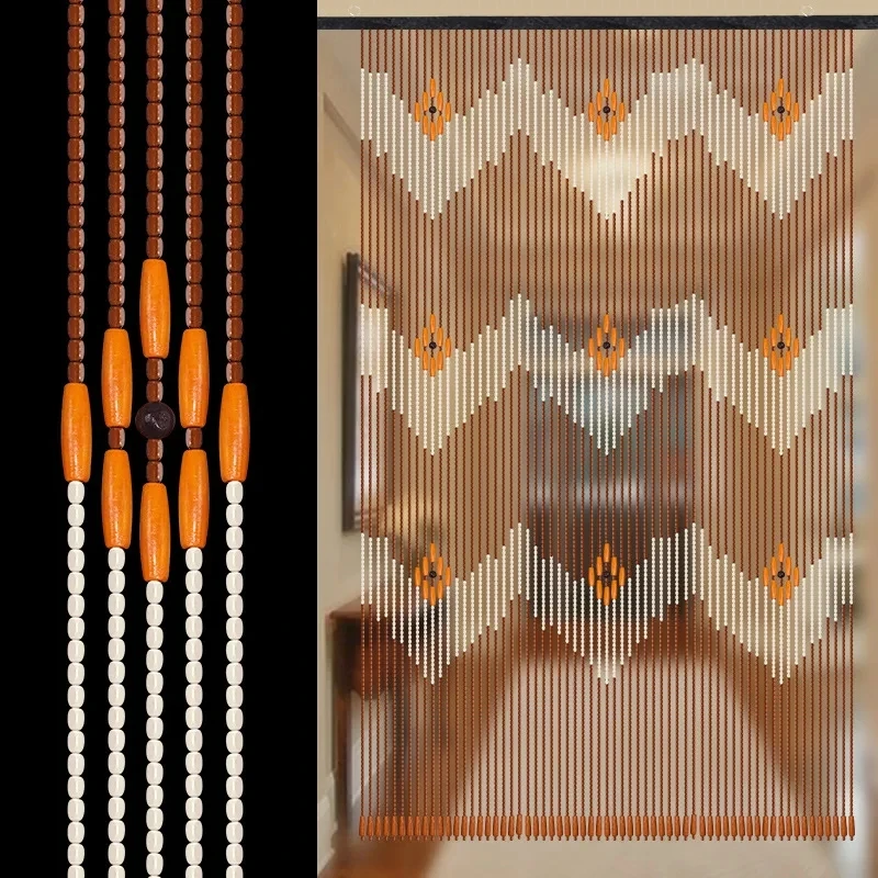 Wooden Beads Curtain 90x195cm 31-60 Line Handmade Wooden Blinds Fly Screen String Curtains Valance Divider For Porch Room Window room divider screen,desk partition screen,wooden blinds