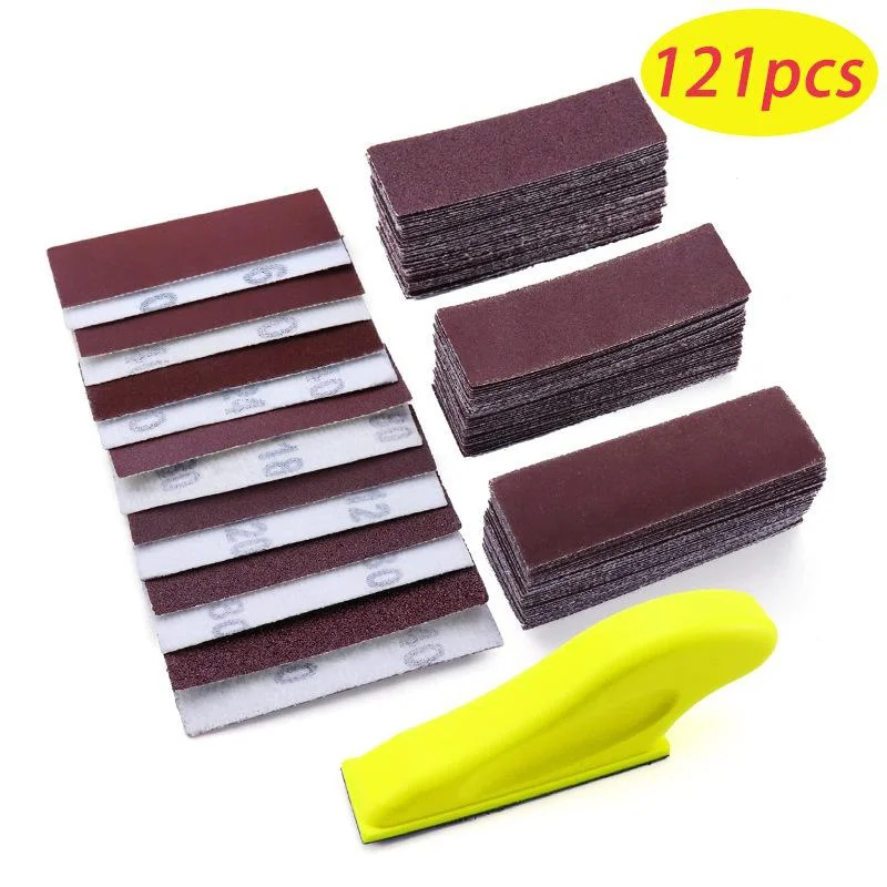 120pcs Mini Sander 3.5 "x 1" Sander Kit+Sandpaper 40 80 120 180 240 400