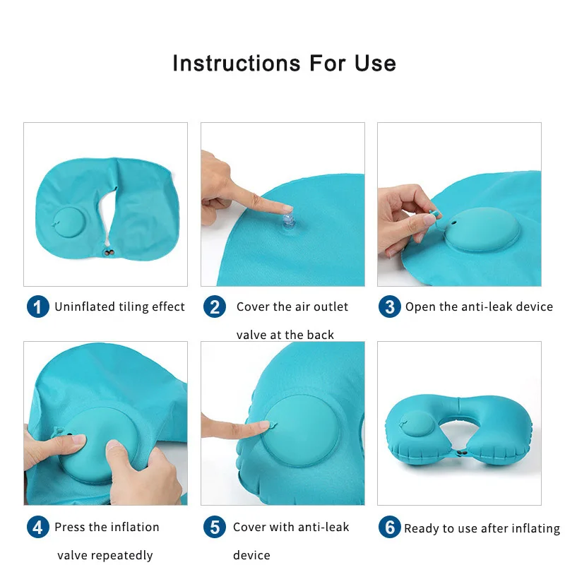 Outdoor Camping U-shaped Travel Pillow Inflatable Neck Pillow Portable Folding Travel Car Airplane Inflatable Ring Neck