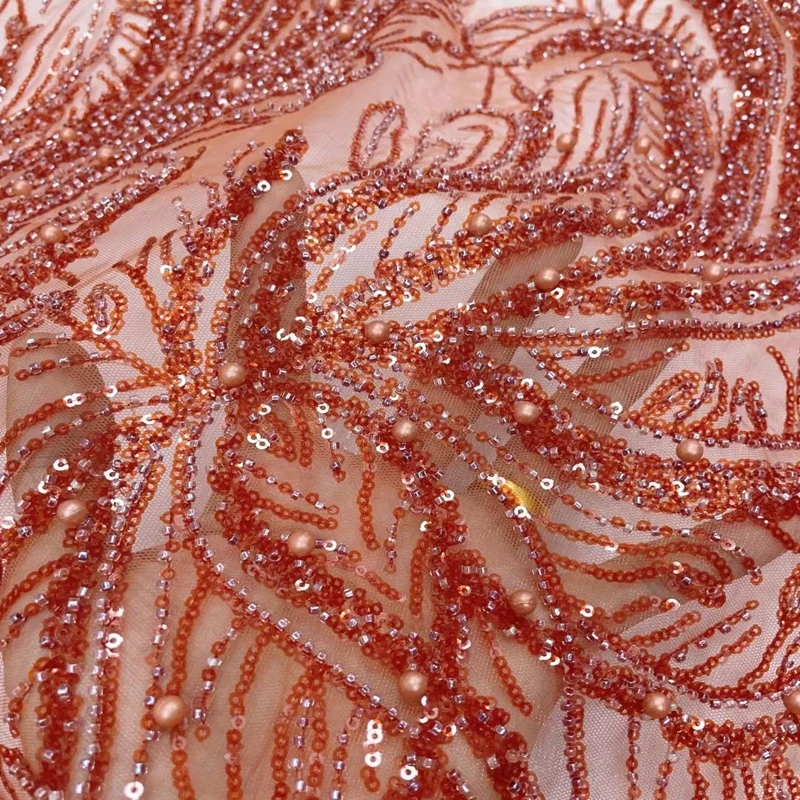 

Нигерийская французская Тюлевая кружевная ткань, высококачественные блестки, вышитые бисером, Африканское Свадебное кружево ML8695