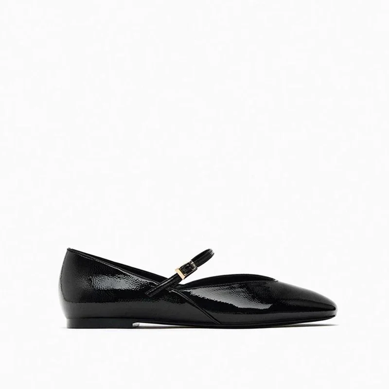 Spring Designer Red Women Ballet Shoes Casual Round Toe Flats Patent Leather Office Female Shoes 5