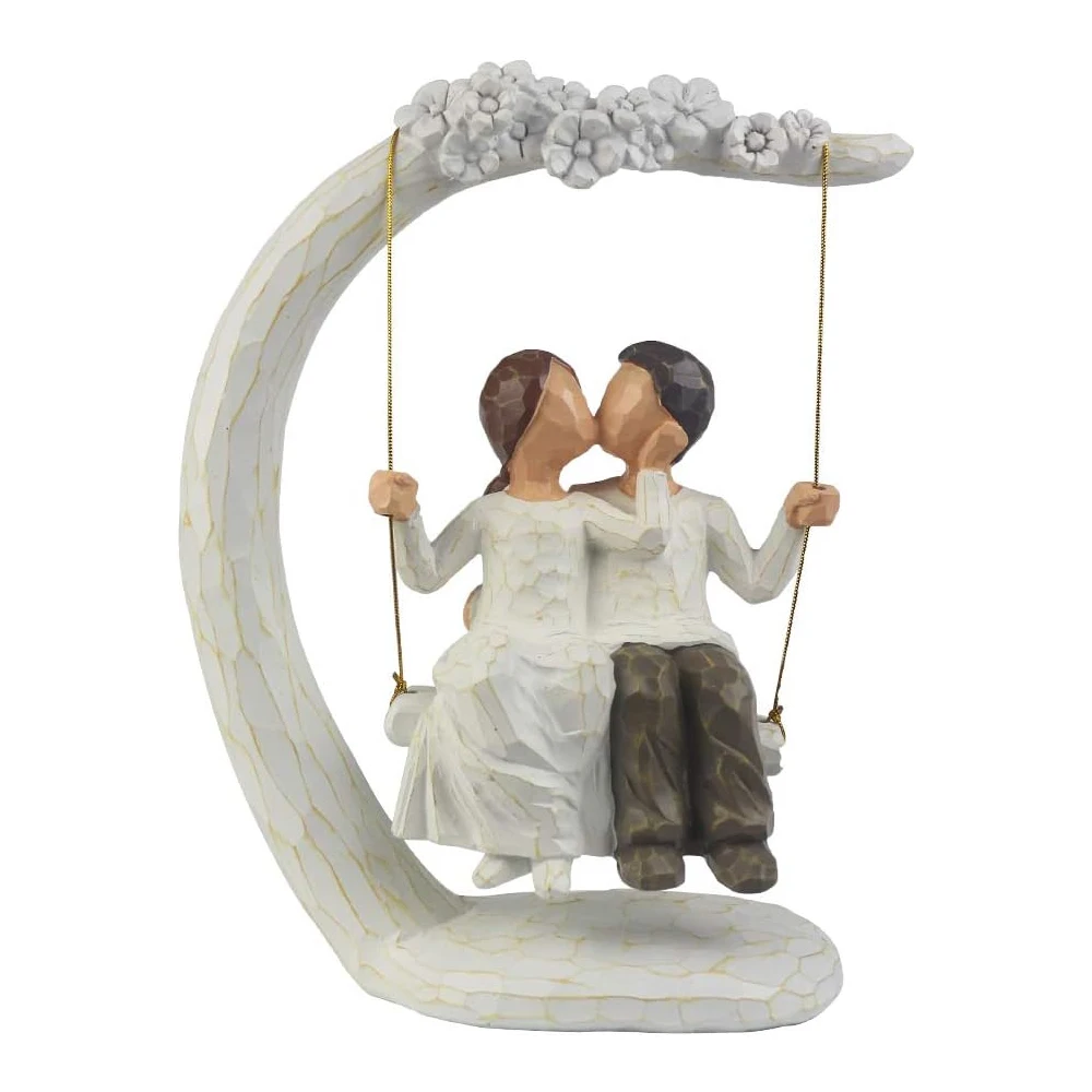 

Romantic Couple Figurines in Love, 9" Hand Painted Sweet Loving Together Couple Sculpture Statue to Remember Beautiful Moment