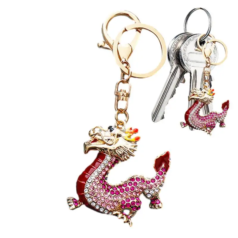 

Year Of Dragon Keychains Rhinestone Keychain Accessories Keyring Chinese Pendant Creative New Year Gift Animal Pendant Metal