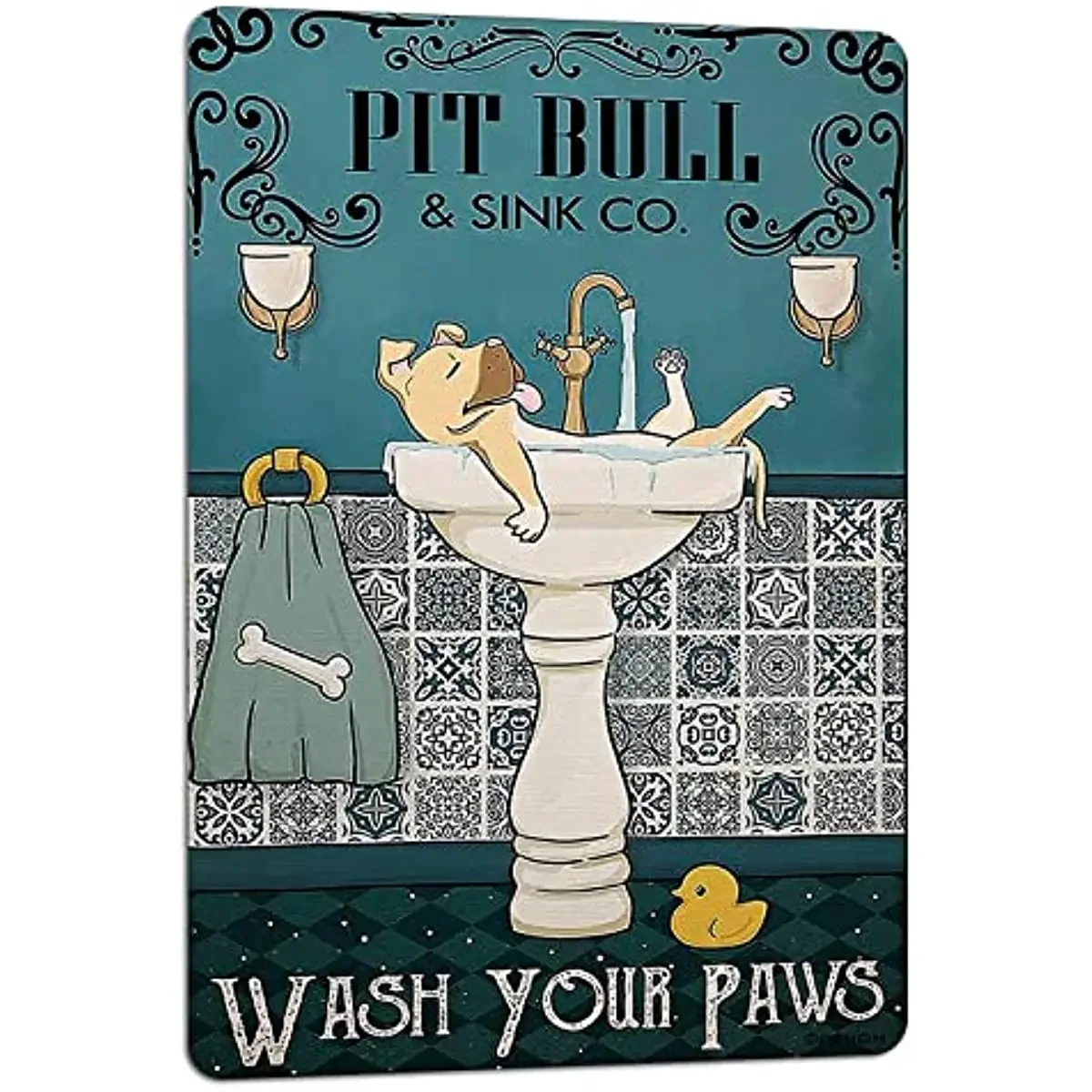 

Забавная цитата в ванную комнату, металлический жестяной знак, винтажный постер для любителей собак, мытья лап, украшение для офиса, дома, ванной комнаты, подарки, фермерский Декор