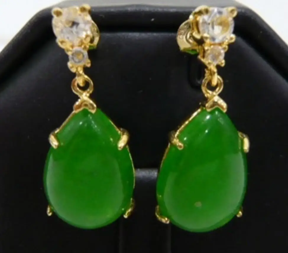 

wholesale latest Jewelry AAA Green Natural jade FINE plated fashion earrings #